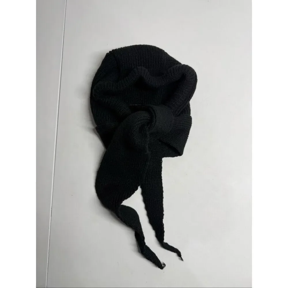 Knitted Winter Balaclava Thickened One-Piece Scarf Cap Hooded Y2K One Size Black